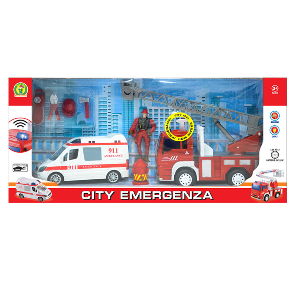 Giocattolo Ambulanza camion dei Pompieri Mazzeo Giocattoli scala mobile idrante