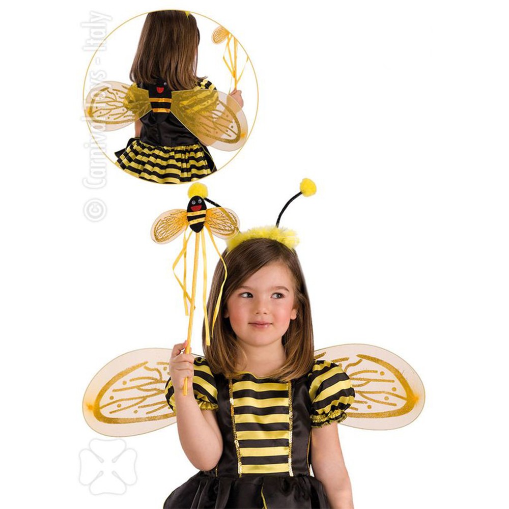 Set con ali da ape cerchietto con antennine e bacchetta con apina