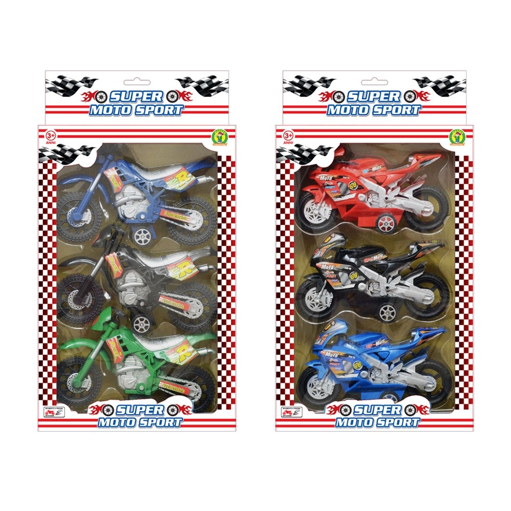 Set di modellini moto multicolore da corsa con movimento a frizione -  Mazzeo Giocattoli