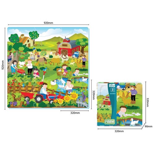 Tappetino puzzle con 9 pz e fattoria