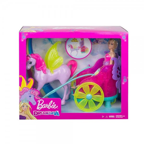 Barbie dreamtopia con cavallo e carrozza - mattel 