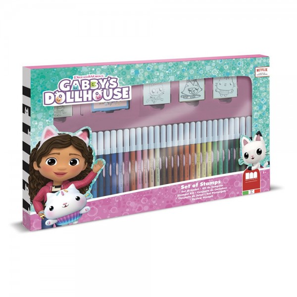 Set 36 pennarelli e timbri personaggio Gabby Doll House - Multiprint 
