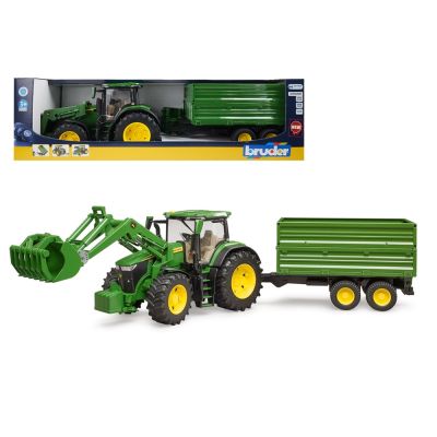 Modellino Trattore John Deere 7R con Rimorchio - Bruder 