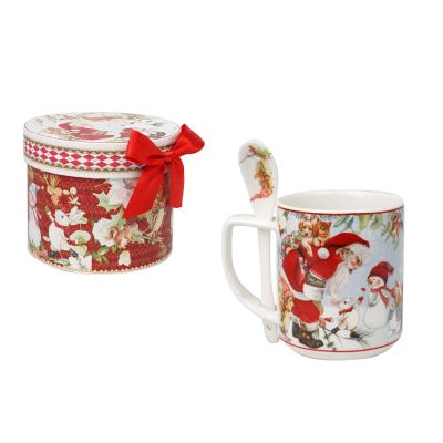 Tazza con cucchiaio decorativa Natalizia 300 ml - Mazzeo Christmas