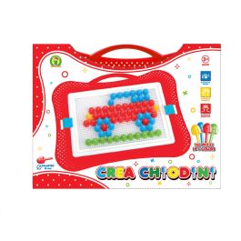 Nene Toys Gioco Chiodini In Legno Per Bambini 2+ Anni – 24 Bottoni Colorati E 12 Carte – Giocattolo Montessori Educativo - 3
