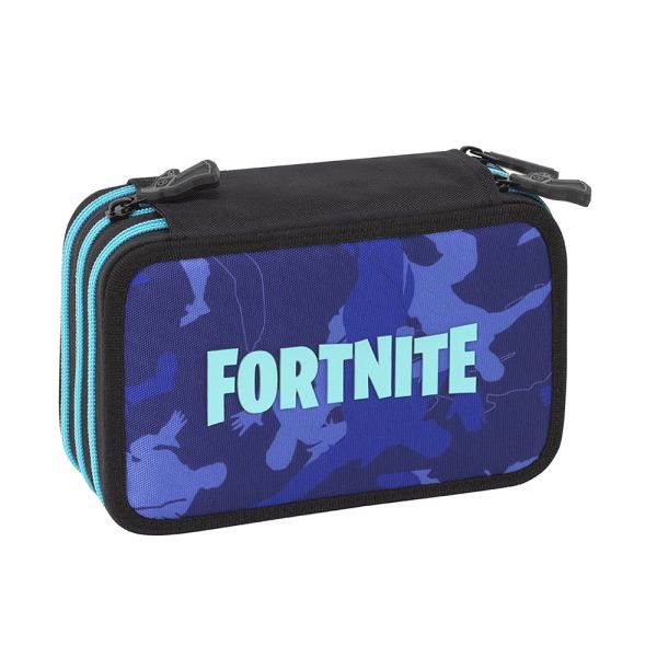 Astuccio 3 zip Fortnite blu